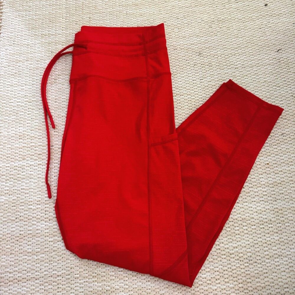Zyia Active Red Battleship Drawstring Luxe 7/8 Leggings Women's 8-10 High Rise